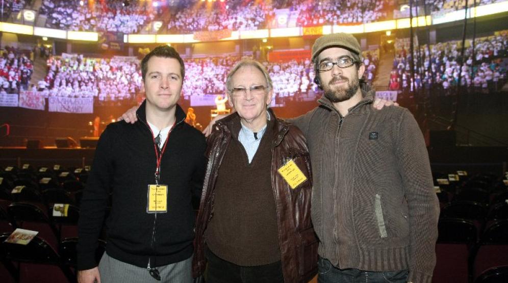 David, Paul and Ben in an arena